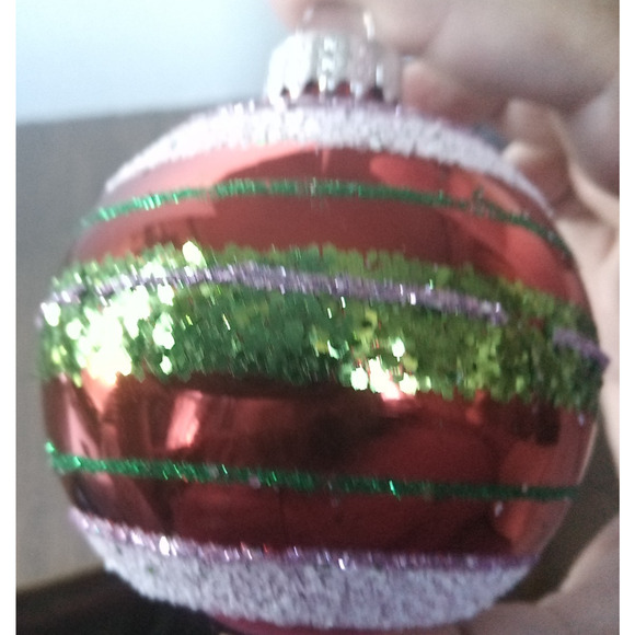 The Christmas Shoppe Red White and Green Holiday 4 Pack Bulb Ornaments - Picture 3 of 5